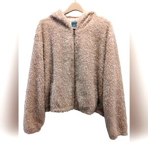 Wild Fable Sandy Beige Fuzzy Teddy Hoodie Jacket- Size XXL